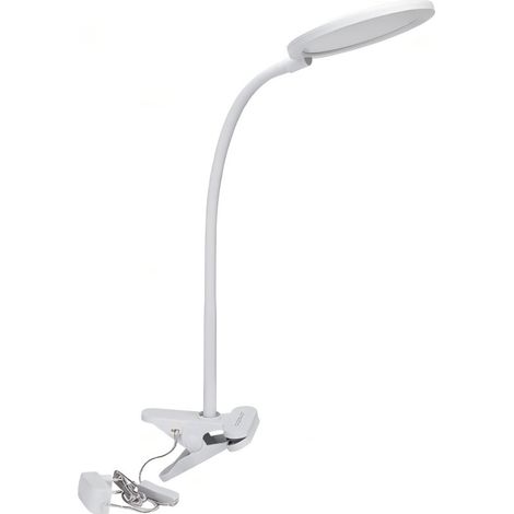 Lampe de table à pince LED blanche, 7,5 W, lumière naturelle 4000 K, tige flexible, pour chambre et bureau (1/2)