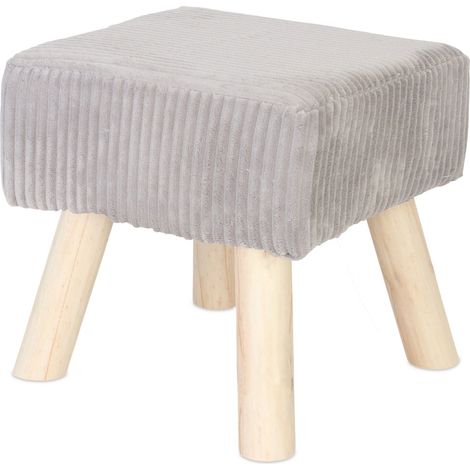 Puff quadrato pratico decorativo 30 x 30 x 30 cm seduta imbottita elegante in velluto a coste beige 130017712