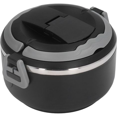 Boîte Bento Japonaise en Acier Inoxydable - Boîte Repas Isotherme Portable pour École et Bureau - Modèle Monocouche Noir avec Revêtement 304