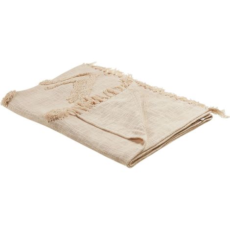 Blanket FATEHPUR Cotton 130 x 180 cm Beige (1/5)