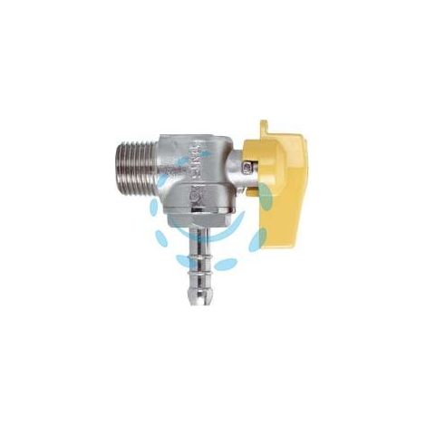 RUBINETTO GAS MASCHIO 1/2" PER GPL a squadro con portagomma ø mm.10