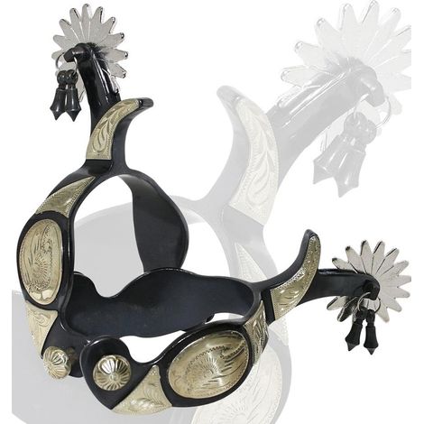 Éperons occidentaux avec inserts en alpaga, complets avec roue et pendentifs