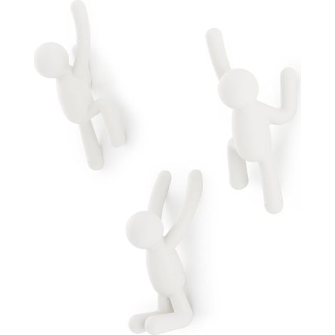 Ganchos Umbra Buddy Surtidos. Ganchos de Pared Umbra Buddy - Perchero Decorativo de Pared, Juego de 3, Blanco, 20 x 7.6 (1/5)