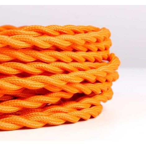 Câble tressé recouvert d'un tissu à effet soie de couleur orange