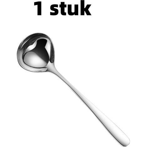 Louche à soupe monobloc en acier inoxydable avec poignée robuste, dimensions 24,5 x 7 cm, couleur argent. (1/5)