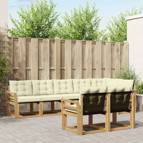 vidaXL Outdoor-Sofagarnitur mit Kissen 8 pcs Weiß und Creme (1/5)