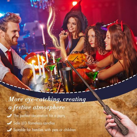 10 pezzi candele galleggianti, candela LED senza fiamma con bacchetta magica con telecomando, candela a batteria per famiglia chiesa festa camera da letto decorazione di Natale Halloween (10 pezzi) [c (1/4)