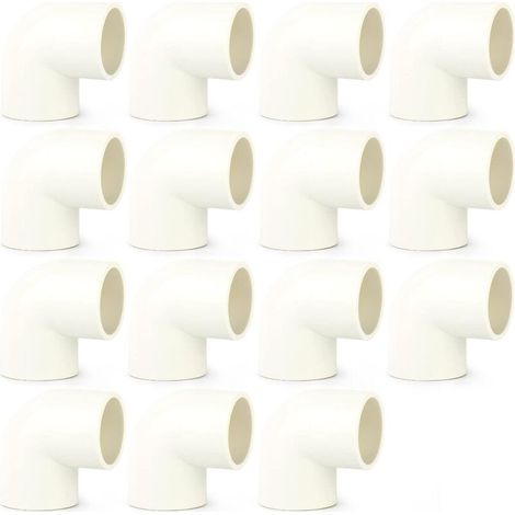 15 Pieces 20mm White PVC Elbow Hose Connector Fittings, Water Hose Adapter Coupling (1/4)