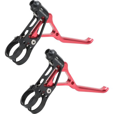 Stück leichte, hohle CNC-gefräste Bremshebel aus Aluminiumlegierung für Rennräder, einfache Verstellung, für 22,2-mm-Lenker, Rot (1/5)