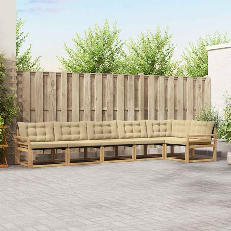 vidaXL Outdoor-Sofagarnitur mit Kissen 6 pcs Weiß und Beige (1/5)