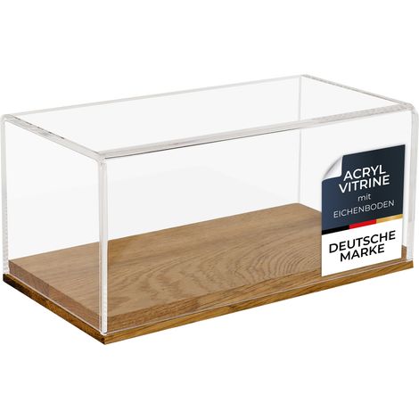 HMF 46871 Acryl Vitrine mit Holzsockel für Modellautos, 24 x 12 x 11 cm