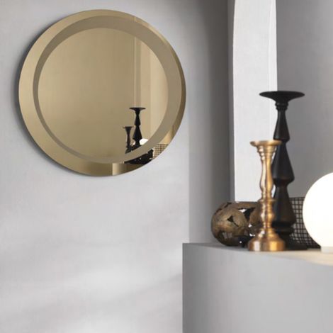 Specchio tondo con decorazione sabbiata D90 cm LEVI Bronzo (1/2)