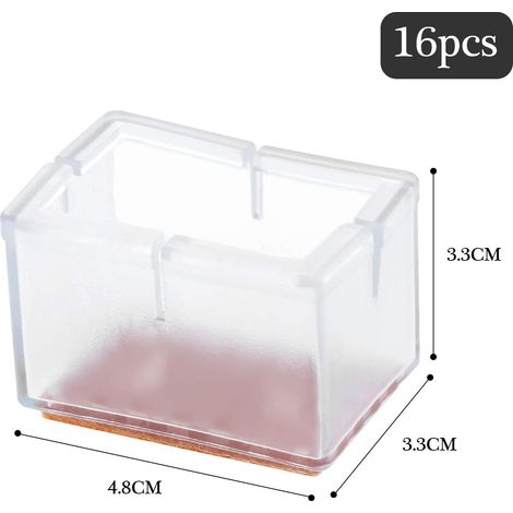 Patins de protection rectangulaires en silicone pour meubles et sols en bois, protège-pieds de chaises, antidérapants pour la maison et le bureau, lot de 16. (1/5)