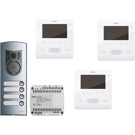 Kit videcitofonico Elvox 3 famiglie 2 fili trifamiliare videocitofono vivavoce 7558
