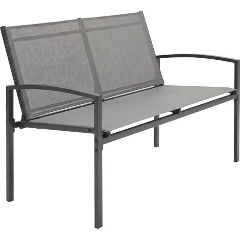 Metall-Gartenbank, 2-Sitzer, atmungsaktiver Stoff, Grau