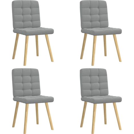 Sillas de comedor 4 unidades tela gris claro