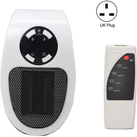 Kompakter, tragbarer elektrischer Tischheizkörper mit LED-Anzeige, geregeltem Thermostat und Fernbedienung für Zuhause/Büro (ABS, Weiß, 10x9x17cm) (1/5)