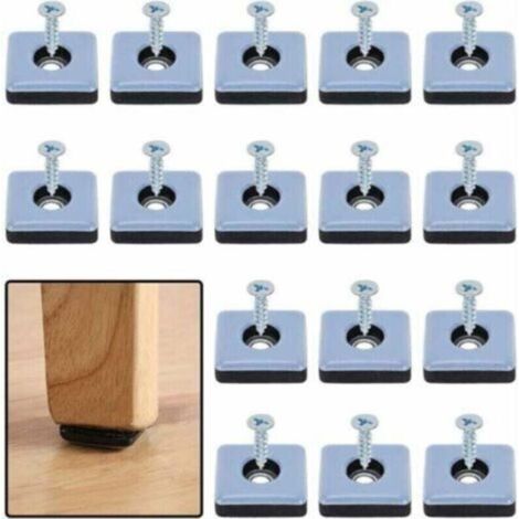 Pattini per mobili resistenti, pattini quadrati autoadesivi in teflon con viti, pattini antivibrazione per mobili, blu/nero, pattini super antiscivolo (16 pezzi, 25 mm x 25 mm) - Crezuo