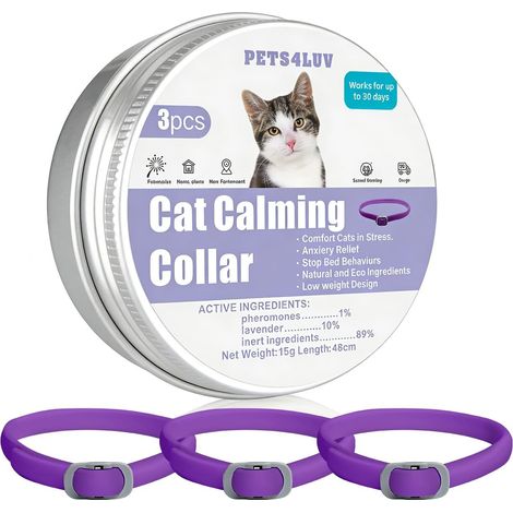 Collier Apaisant pour Chat aux Huiles Essentielles Naturelles – Lot de 3 (1/5)