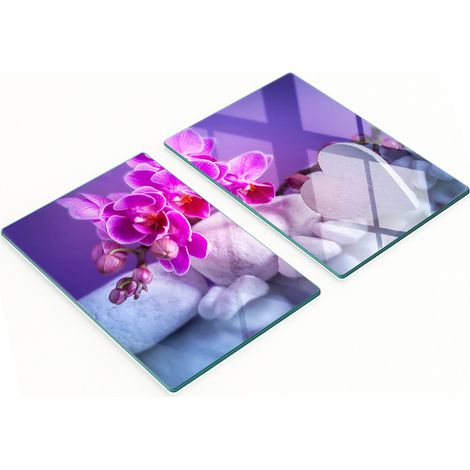 Küchenschneidebretter aus Glas mit Orchideen- und Herzmotiven, 2 x 40 x 52 cm (1/5)