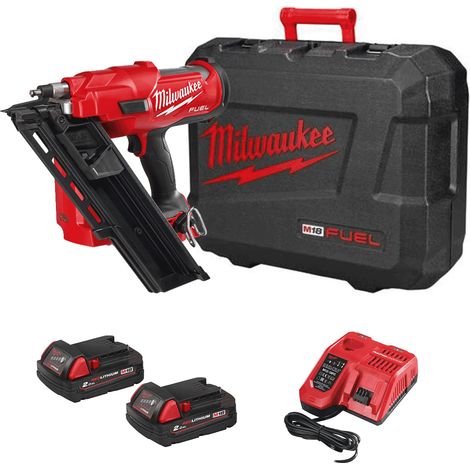 Milwaukee M18FFN-202C 18V FUEL 34° 2-modes framing nailer, Kit - 2x M18B2 Batteries, M12-18FC Charger & Kitbox (1/4)