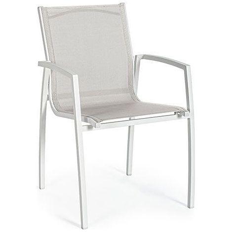 Sedia da Giardino con Braccioli Bizzotto Hilla in Alluminio Colore Bianco Cloud - 0663634 (1/3)