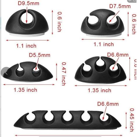 Lot de 6 hubs de bureau (blancs) pour câbles de données, gestionnaire de câbles, enrouleur de câbles, carte de ligne poreuse et clips de câble (1/2)
