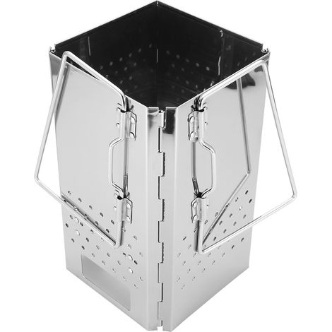 Réchaud à charbon de bois pliable et portable en acier inoxydable pour barbecue, camping et pique-nique, avec sac de rangement (1/5)