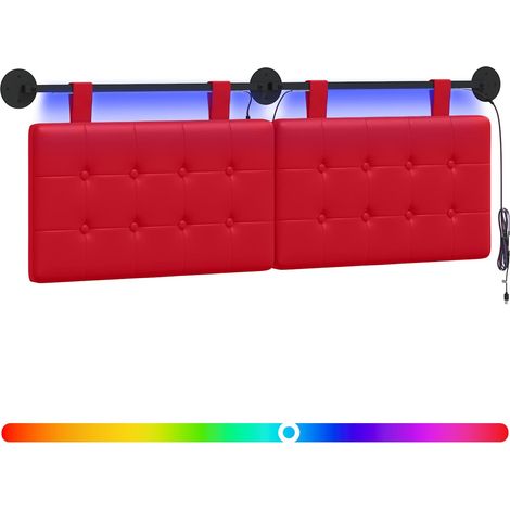 Testiera sospesa Con luce LED Rosso Similpelle vidaXL