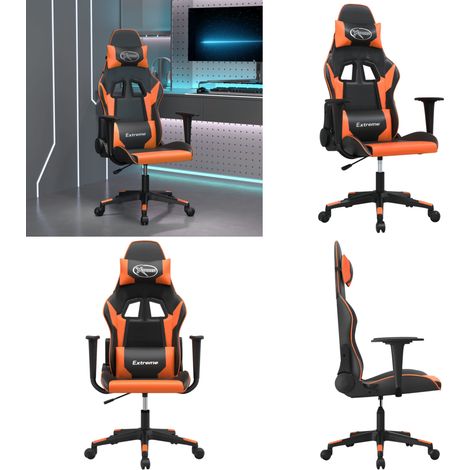 Gaming-Stuhl Schwarz und Orange Kunstleder - Gamingstuhl Kunstleder - Gamingstuhl Schwarz Orange (1/5)