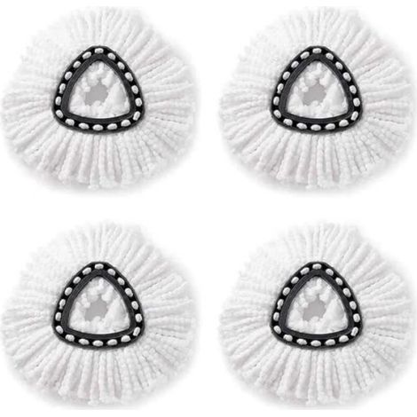 Lot de 4 têtes de serpillère en microfibre de rechange pour balai à franges Vileda/O-cedar Easywring - Blanc (1/4)