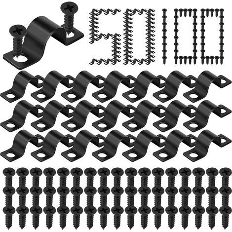 50 Stück starre Maschendraht-Wand- und Pfostenbefestigungen 10 mm - Material: Kohlenstoffstahl - Geeignet zur Befestigung von Rohren, Kabeln und zum Wiederaufbau von Leitungen (1/5)
