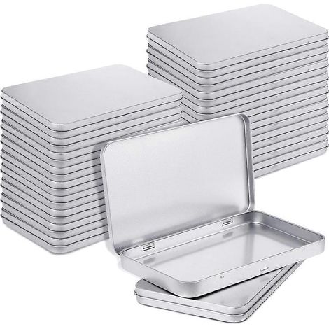 Boîte rectangulaire en métal avec couvercle à charnière, lot de 20 (1/5)