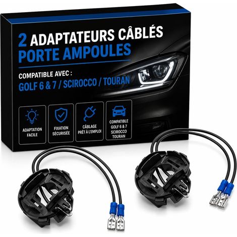 2 Adaptateurs cablés Porte Ampoules GOLF 6 & 7 / Scirocco / TOURAN (1/3)