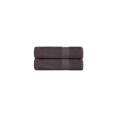 Serviettes de douche FROGN, lot de 2, anthracite, 70 x 140 cm, 360 g/m² - Crezuo (1/4)