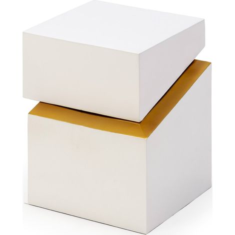 table d'appoint design métal blanc doré style contemporain chic - blanc et doré contemporain (1/3)