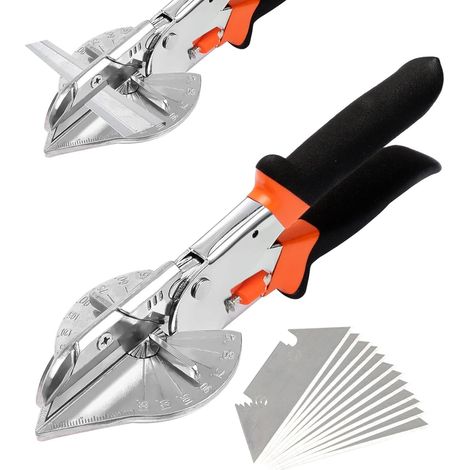 Ciseaux à Onglets Multi-Angles, Goulotte Coupe Angulaire, Pince de Découpe, Cisaille à Onglet à Angle 45 ° -135 ° Réglables, Cisailles à Onglets, Outil de Coupes, avec 10 Lames de Rechange (1/5)