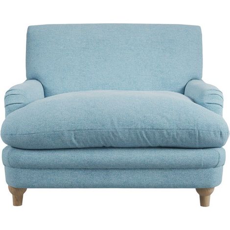 Plumpton Duck Egg Blue Weave Chair - Chenille - L111.5 x W106 x H84.5 cm - Oak