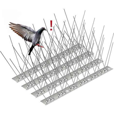 Pic Anti-Pigeon en Acier Inoxydable 6.6 Mètres, Pack de 20 Pique Anti-Oiseaux pour Effrayer Corbeaux, Moineaux, Chats, Respectueux des Animaux (1/5)