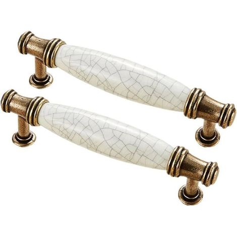 Poignées anciennes, poignées de meubles vintage, poignées de tiroir en céramique en deux parties, poignées de tiroir vintage, ferrures de meubles (1/5)