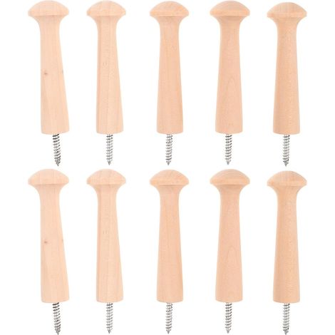 10 crochets muraux bois - 3,8 pouces - pour vêtements - à visser (1/5)