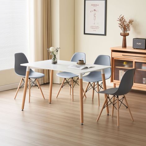 Daisy 120cm Rectangular Dining Table White with 4 Grey Chairs