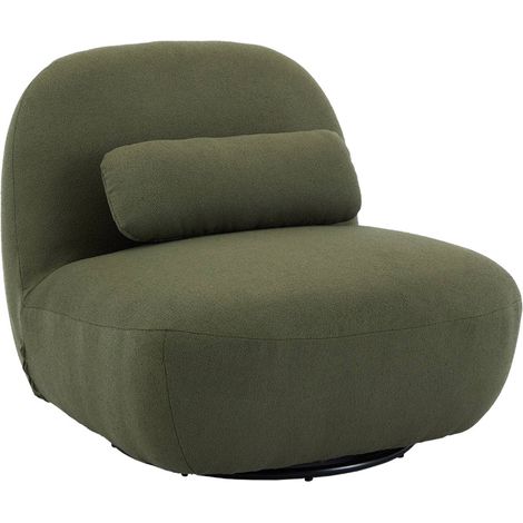 Textured terry swivel armchair, Spino, Khaki, 85x85x75 cm (1/5)