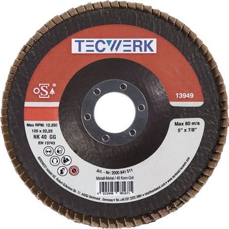 TECWERK Fächerscheibe D.125mm K.60 kon.Stahl/Holz NK TECWERK