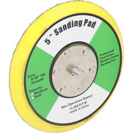 Placca di supporto autoadesiva per levigatrice e lucidatrice pneumatica, in PU, per levigatura e lucidatura, 5 pollici, 5/16 pollici x 24 filetti, 12000 giri/min (1/5)