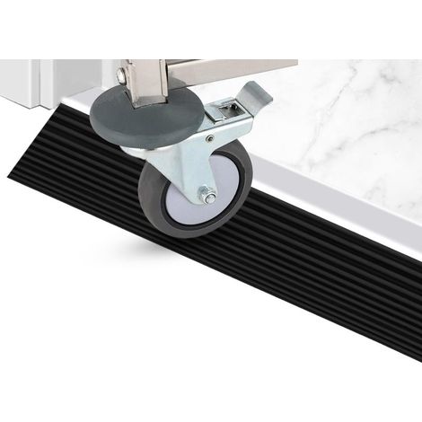 Self Adhesive Rubber Threshold Ramp – Anti Slip for Wheelchairs Mobility Scooters – Doorways Steps Stairs Driveways Bathrooms Smooth Tile – Black (1/5)