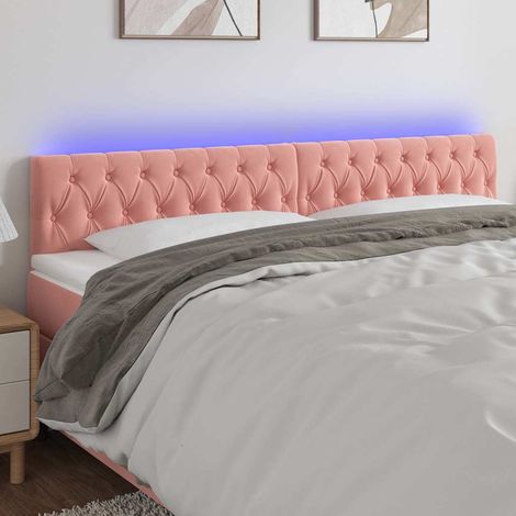 vidaXL Cabecero con LED de terciopelo rosa 180x7x78/88 cm (1/5)