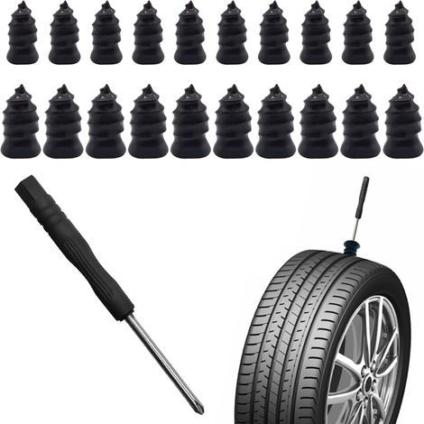 21 Pcs Tubeless Tire Puncture Repair Kit reparation pneu voiturewith Mushroom Avec tournevis,kit anti crevaison voiture Plug for Tyre Punctures and Flats on Cars,Motorcycles,Trucks Tractors (1/5)