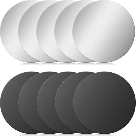 10 Pièces Plaquettes Métalliques Autocollantes, 40 mm Plaque Métallique Fines pour aimants Plaques Métalliques noire et argentée avec Adhésif- Compatible avec support magnétique (Rondes) (1/5)