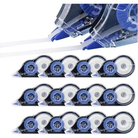 12 PCS Rubans Correcteurs, 30m x 5 mm Souris Correcteur Blanc, Mini Roller de Correction avec Capuchon Protecteur, pour Fourniture (1/4)